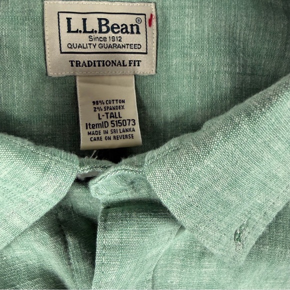 L.L. Bean Light Green Casual Button-Down Shirt L Tall - Picture 3 of 3